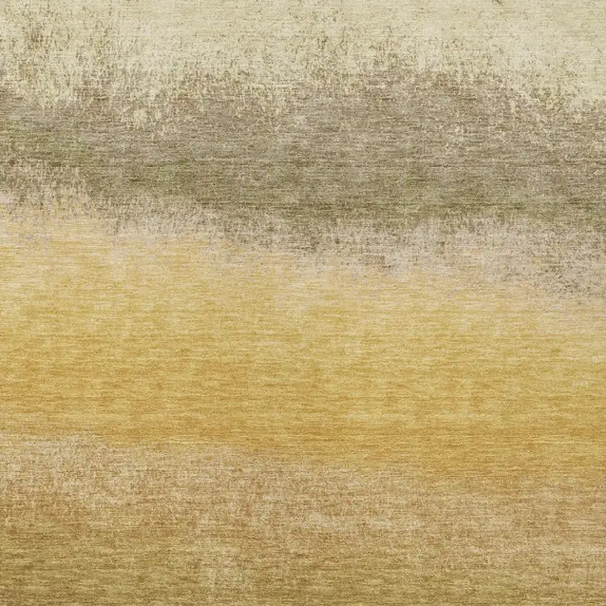 Gold And Wheat Ombre Washable Indoor Outdoor Area Rug Photo 1