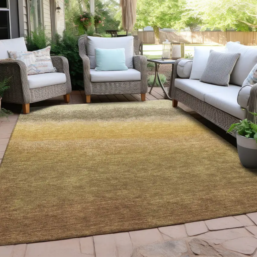Gold And Wheat Ombre Washable Indoor Outdoor Area Rug Photo 5