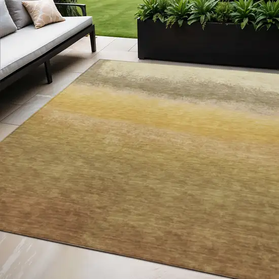 Gold And Wheat Ombre Washable Indoor Outdoor Area Rug Photo 2