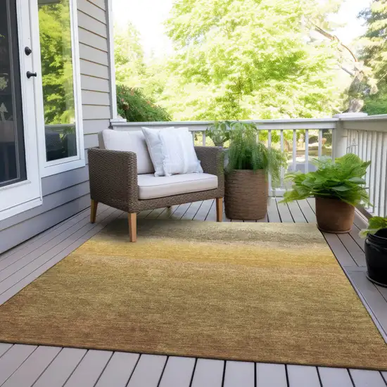 Gold And Wheat Ombre Washable Indoor Outdoor Area Rug Photo 8