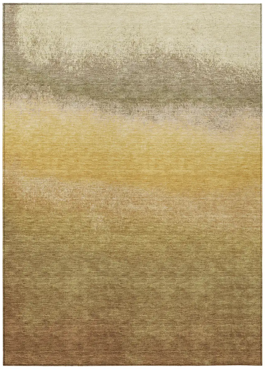 Gold And Wheat Ombre Washable Indoor Outdoor Area Rug Photo 9