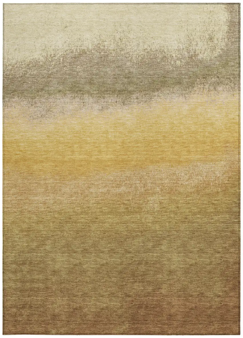Gold And Wheat Ombre Washable Indoor Outdoor Area Rug Photo 9