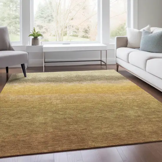 Gold And Wheat Ombre Washable Indoor Outdoor Area Rug Photo 6