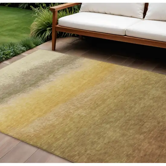 Gold And Wheat Ombre Washable Indoor Outdoor Area Rug Photo 2