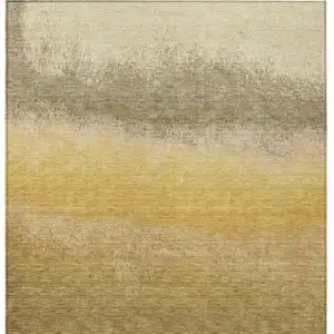 Photo of Gold And Wheat Ombre Washable Indoor Outdoor Area Rug