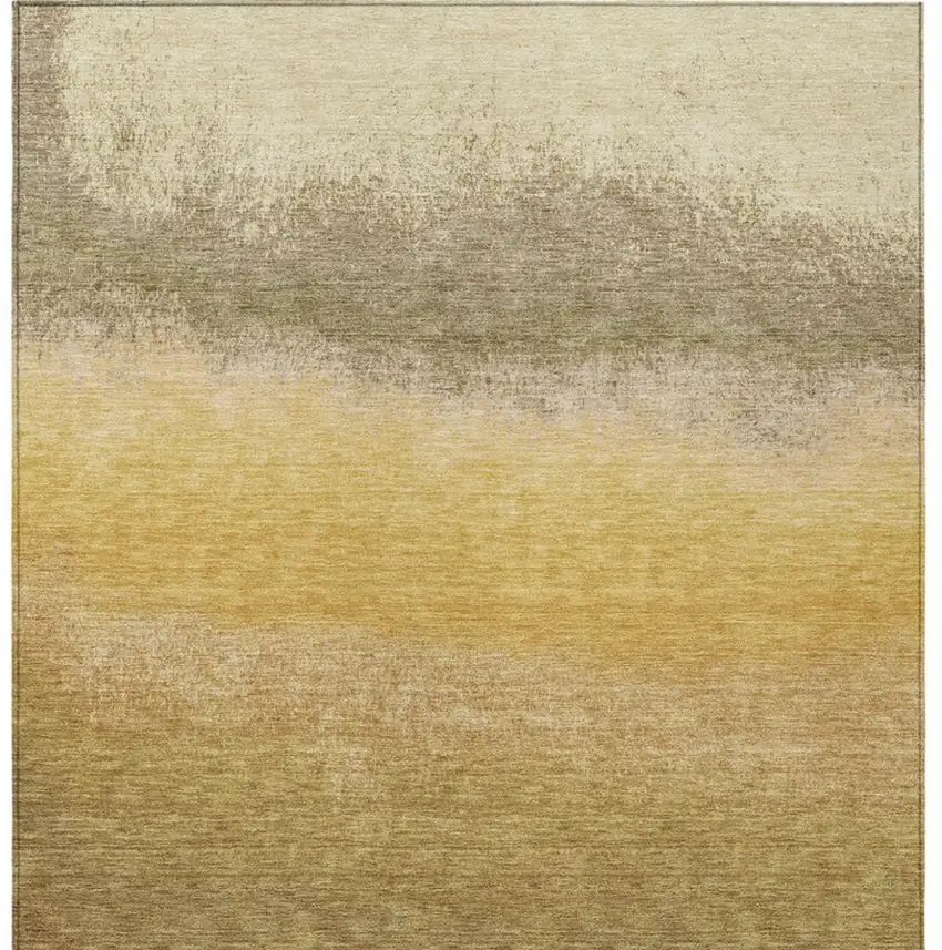 Gold And Wheat Ombre Washable Indoor Outdoor Area Rug Photo 1