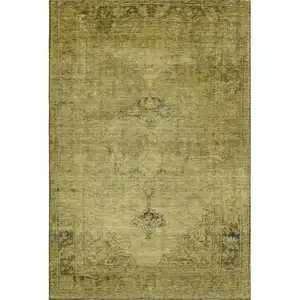 Photo of Gold And Wheat Oriental Washable Area Rug With UV Protection