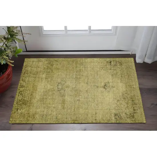Gold And Wheat Oriental Washable Area Rug With UV Protection Photo 2