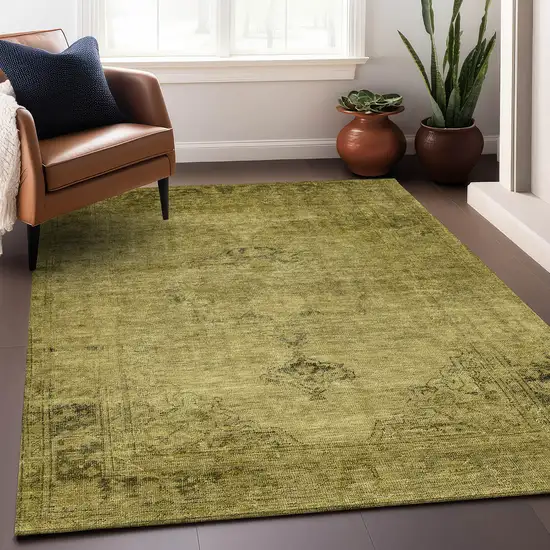 Gold And Wheat Oriental Washable Area Rug With UV Protection Photo 4