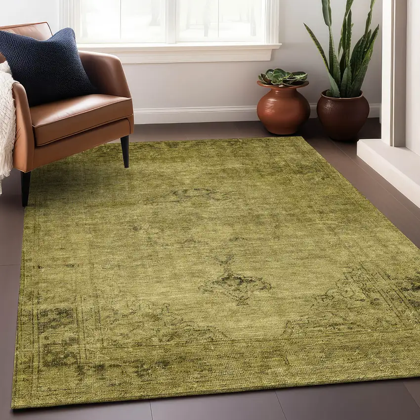 Gold And Wheat Oriental Washable Area Rug With UV Protection Photo 4