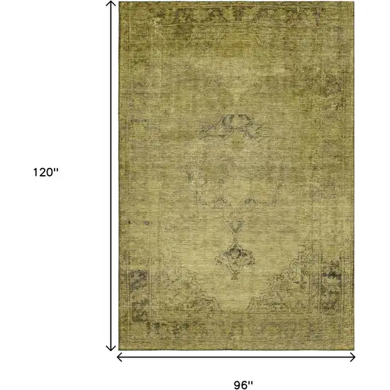 Gold And Wheat Oriental Washable Area Rug With UV Protection Photo 3