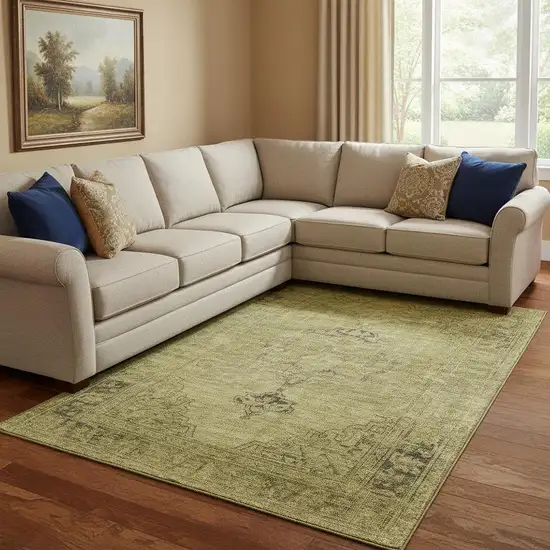 Gold And Wheat Oriental Washable Area Rug With UV Protection Photo 1