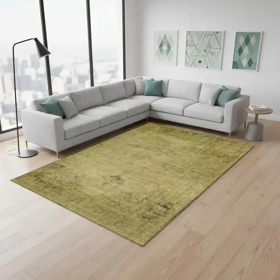 Gold And Wheat Oriental Washable Area Rug With UV Protection Photo 1