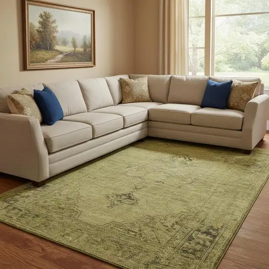 Gold And Wheat Oriental Washable Area Rug With UV Protection Photo 1