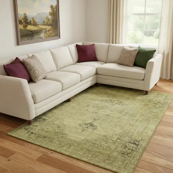 Gold And Wheat Oriental Washable Area Rug With UV Protection Photo 1