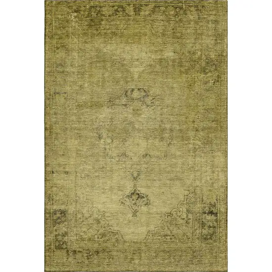 Gold And Wheat Oriental Washable Area Rug With UV Protection Photo 2