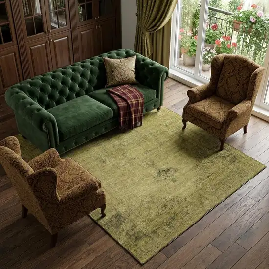 Gold And Wheat Oriental Washable Area Rug With UV Protection Photo 1