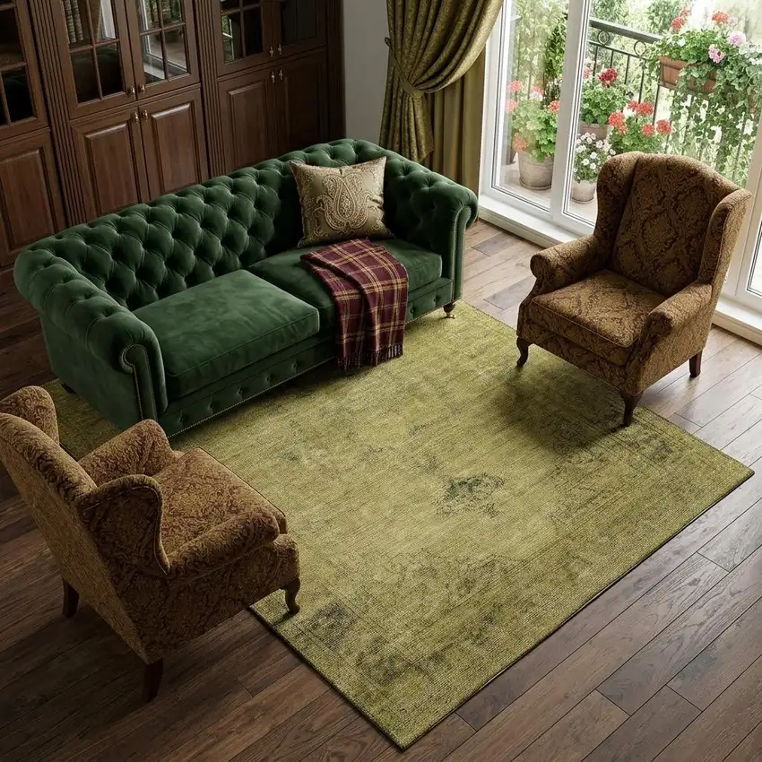 Gold And Wheat Oriental Washable Area Rug With UV Protection Photo 1