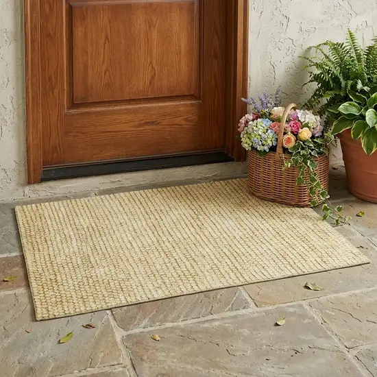 Gold And Wheat Striped Washable Indoor Outdoor Area Rug Photo 1