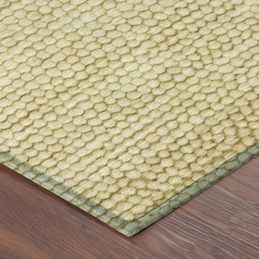 Gold And Wheat Striped Washable Indoor Outdoor Area Rug Photo 5