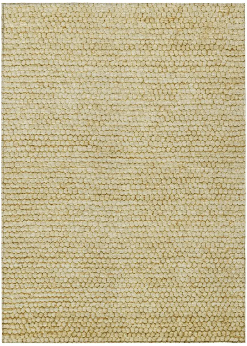 Gold And Wheat Striped Washable Indoor Outdoor Area Rug Photo 2