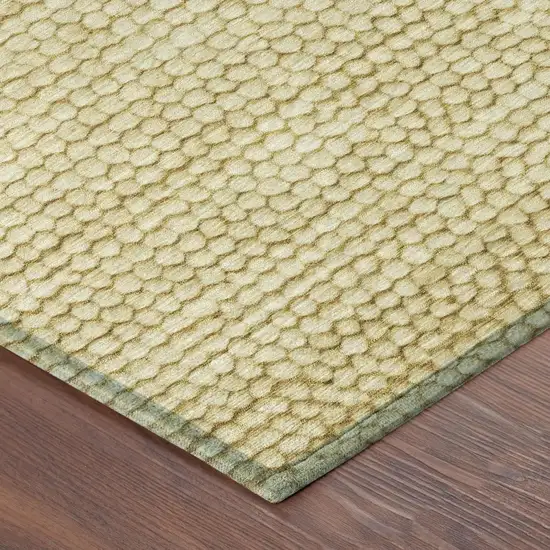 Gold And Wheat Striped Washable Indoor Outdoor Area Rug Photo 5