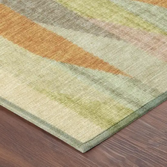 Gold And Wheat Striped Washable Indoor Outdoor Area Rug Photo 5