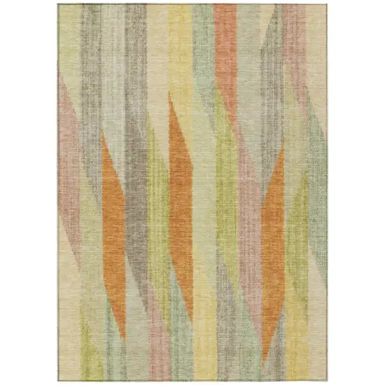 Gold And Wheat Striped Washable Indoor Outdoor Area Rug Photo 2