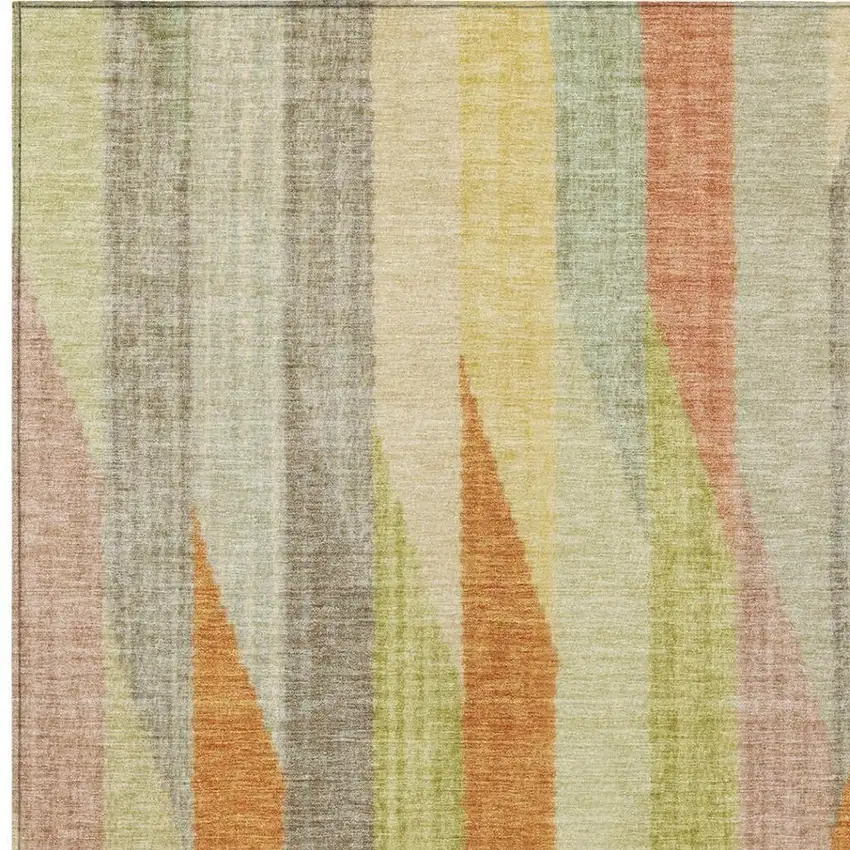 Gold And Wheat Striped Washable Indoor Outdoor Area Rug Photo 3