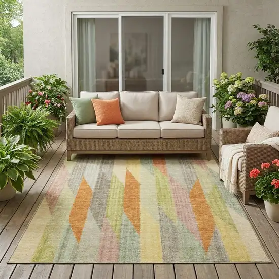 Gold And Wheat Striped Washable Indoor Outdoor Area Rug Photo 1