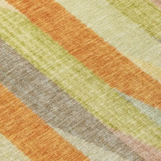 Gold And Wheat Striped Washable Indoor Outdoor Area Rug Photo 6