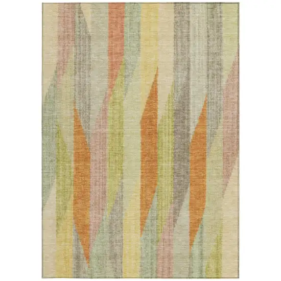 Gold And Wheat Striped Washable Indoor Outdoor Area Rug Photo 4