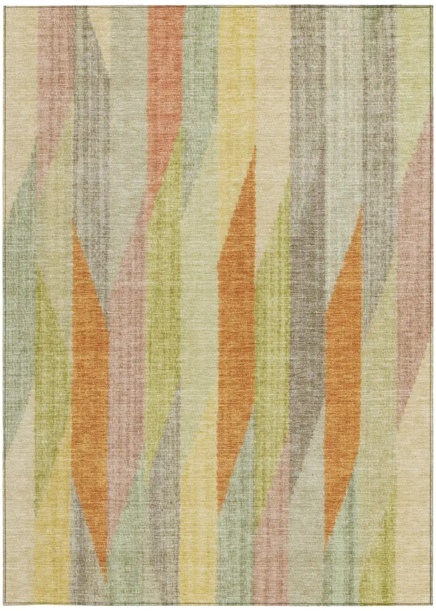 Gold And Wheat Striped Washable Indoor Outdoor Area Rug Photo 4