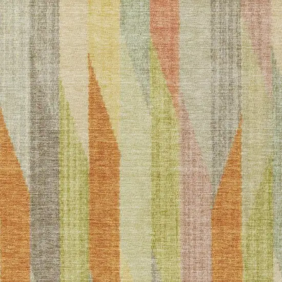 Gold And Wheat Striped Washable Indoor Outdoor Area Rug Photo 3