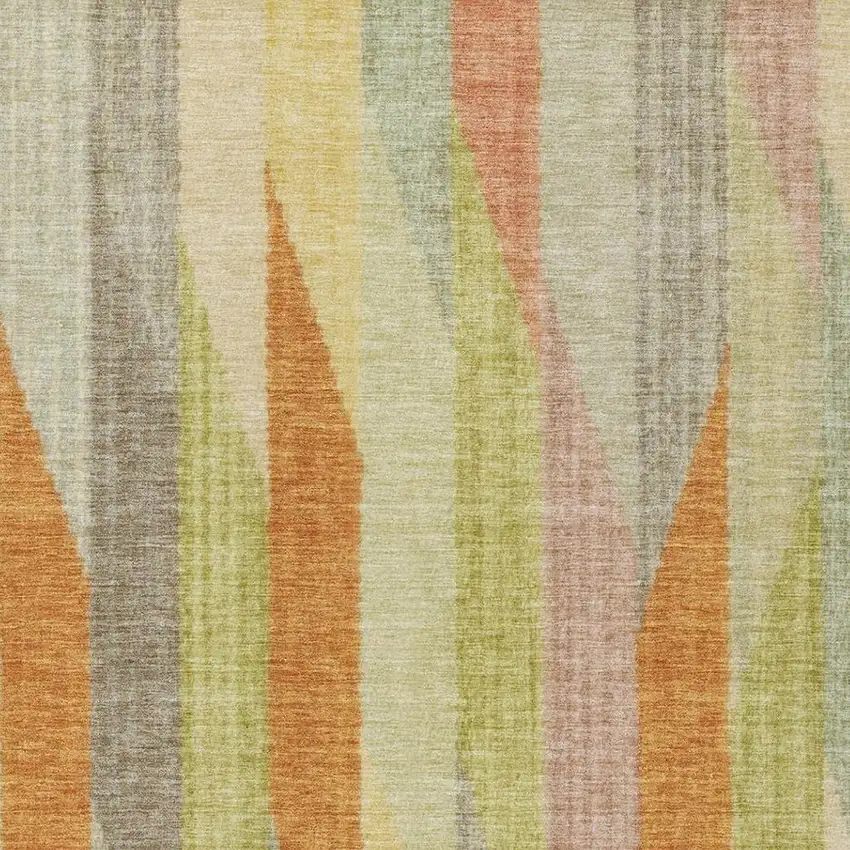 Gold And Wheat Striped Washable Indoor Outdoor Area Rug Photo 3