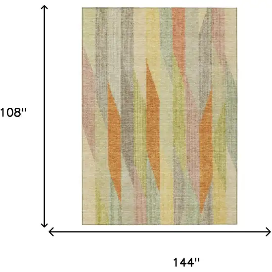 Gold And Wheat Striped Washable Indoor Outdoor Area Rug Photo 7