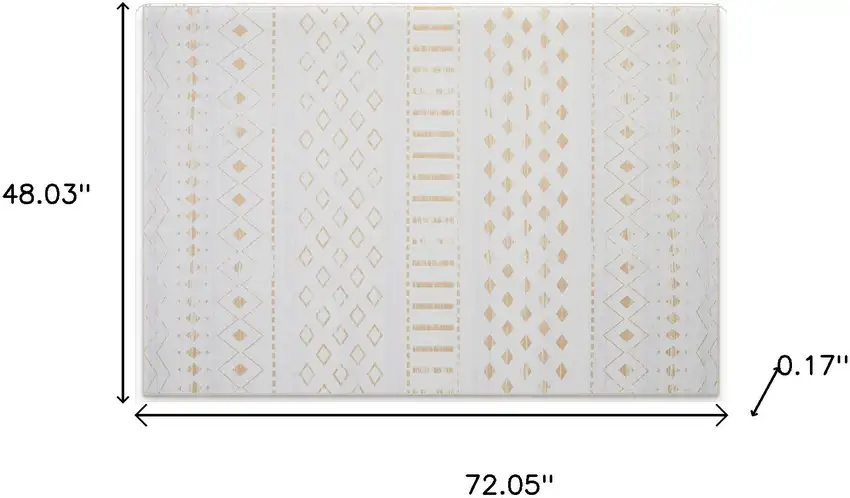 Gold And White Abstract Geometric Washable Area Rug Photo 9