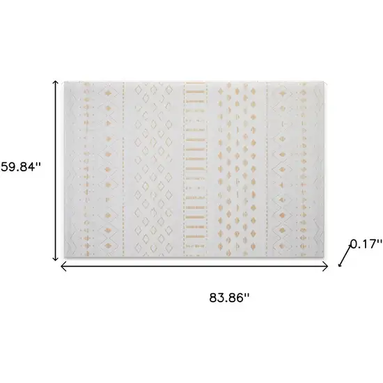 Gold And White Abstract Geometric Washable Area Rug Photo 9