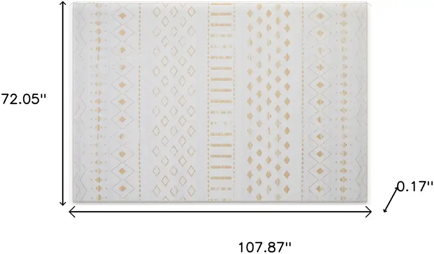 Gold And White Abstract Geometric Washable Area Rug Photo 9