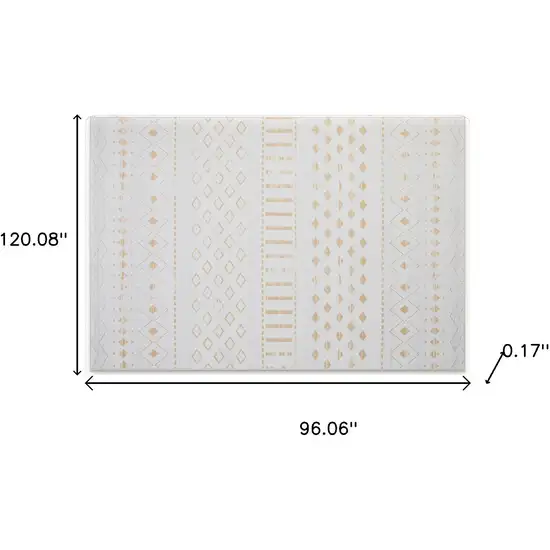 Gold And White Abstract Geometric Washable Area Rug Photo 9