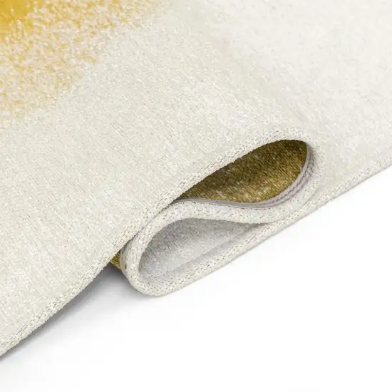 Gold And White Abstract Washable Area Rug With UV Protection Photo 7