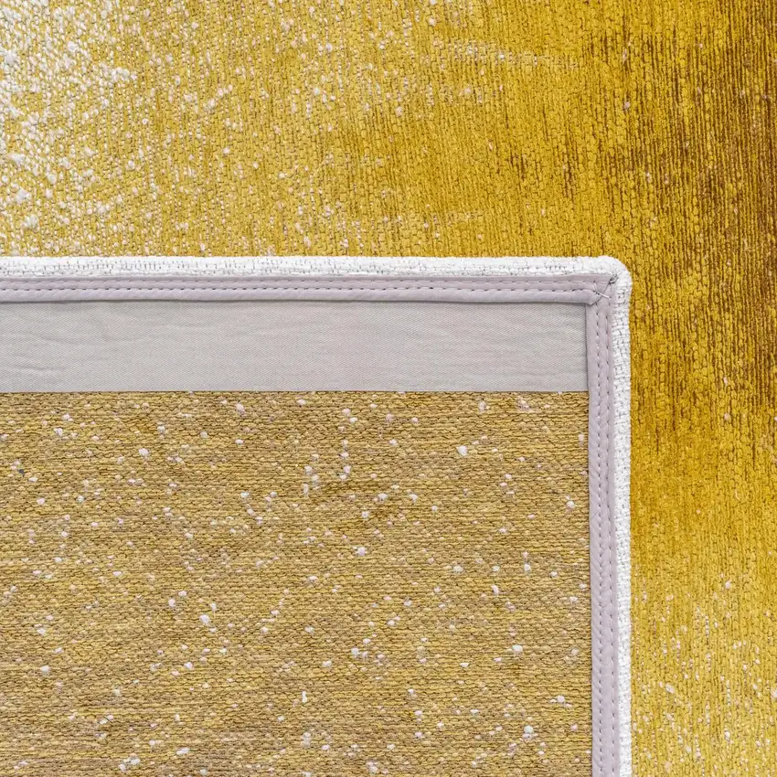 Gold And White Abstract Washable Area Rug With UV Protection Photo 5