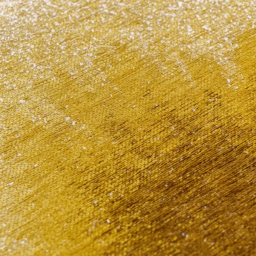 Gold And White Abstract Washable Area Rug With UV Protection Photo 9