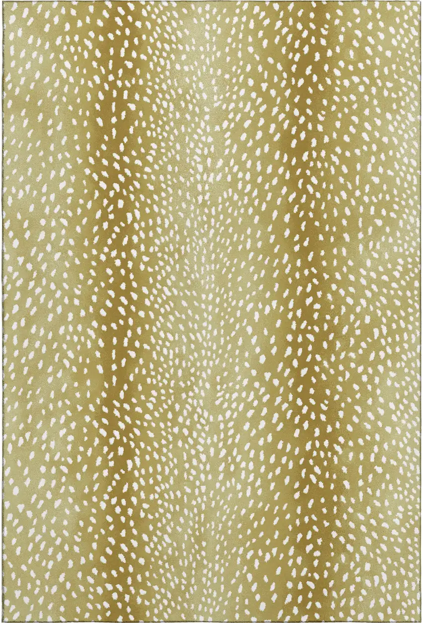 Gold And White Animal Print Washable Indoor Outdoor Area Rug Photo 4
