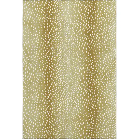 Gold And White Animal Print Washable Indoor Outdoor Area Rug Photo 4