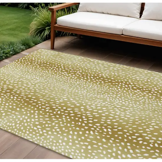 Gold And White Animal Print Washable Indoor Outdoor Area Rug Photo 1