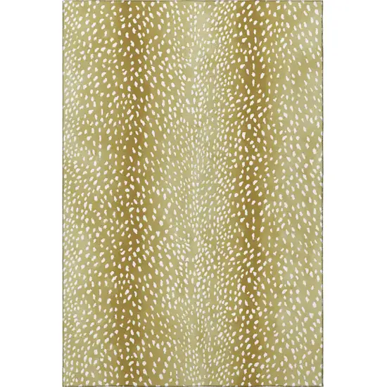 Gold And White Animal Print Washable Indoor Outdoor Area Rug Photo 2