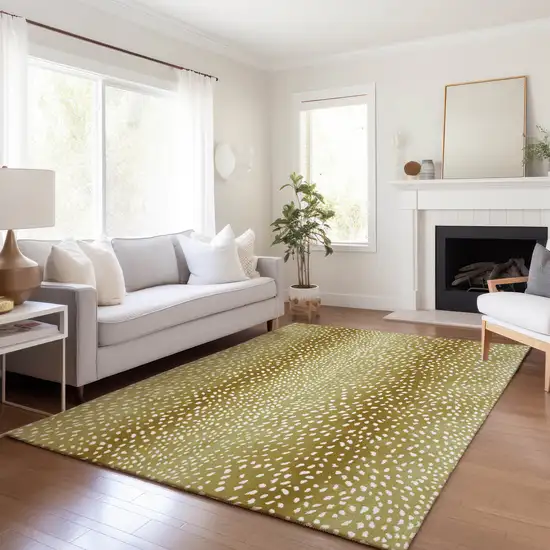 Gold And White Animal Print Washable Indoor Outdoor Area Rug Photo 6