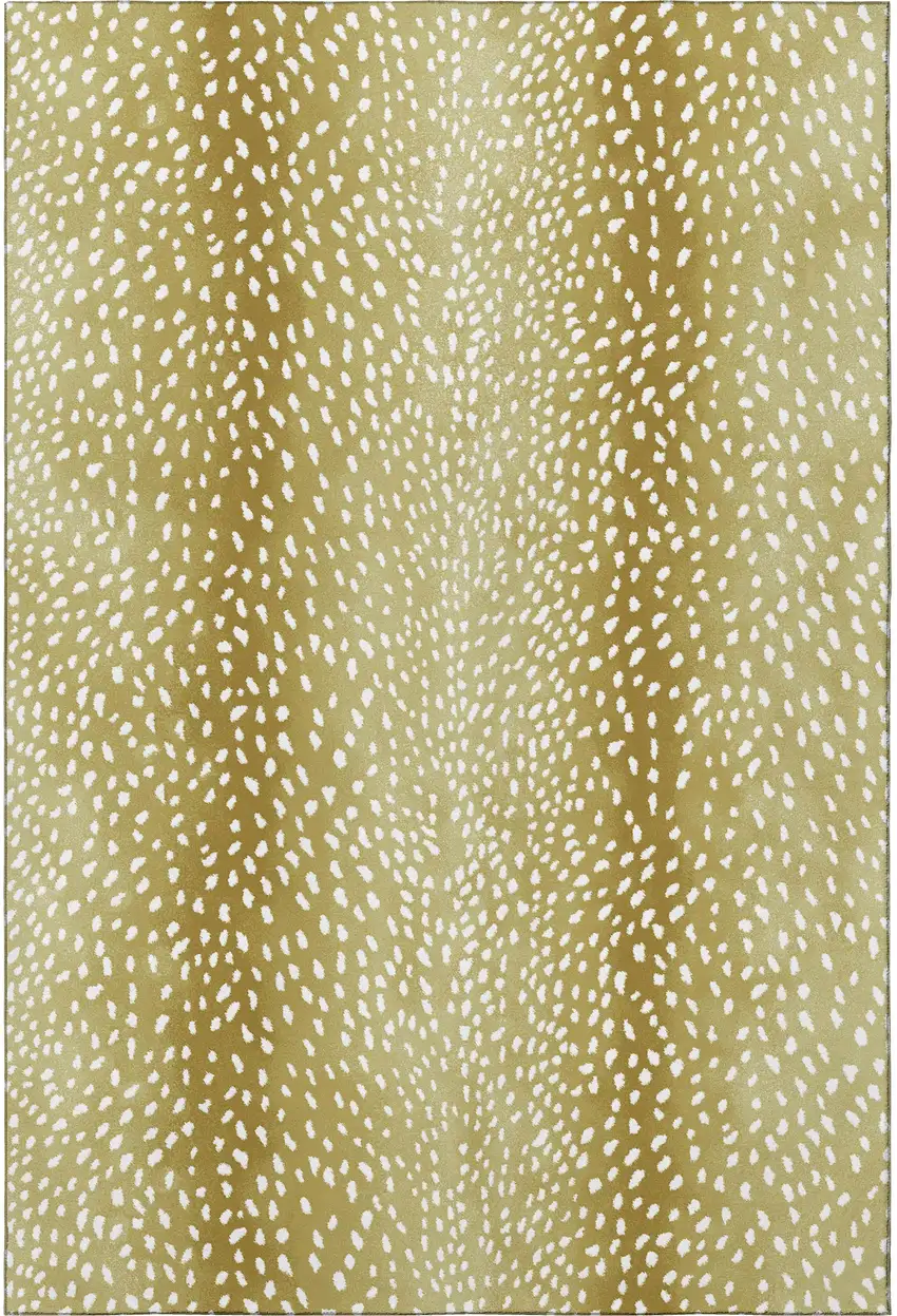 Gold And White Animal Print Washable Indoor Outdoor Area Rug Photo 2