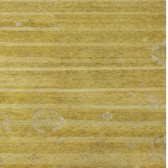 Gold And Yellow Striped Hand Knotted Area Rug Photo 3